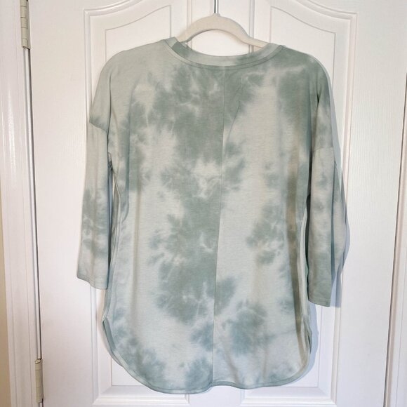 Cupio White and Teal Tie Dye Soft Loungewear Top Pullover Comfy Size Medium - Picture 3 of 7